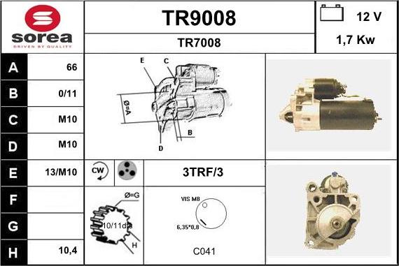 SNRA TR9008 - Starteris autoreka.lt