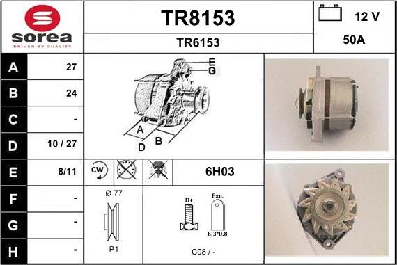 SNRA TR8153 - Kintamosios srovės generatorius autoreka.lt