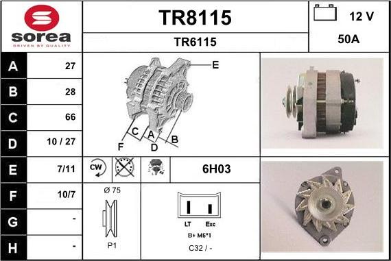 SNRA TR8115 - Kintamosios srovės generatorius autoreka.lt