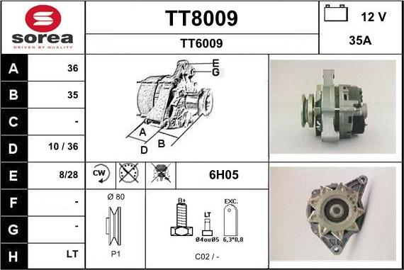 SNRA TT8009 - Kintamosios srovės generatorius autoreka.lt