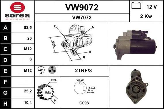 SNRA VW9072 - Starteris autoreka.lt