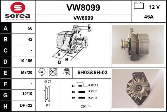 SNRA VW8099 - Kintamosios srovės generatorius autoreka.lt