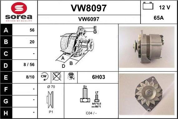 SNRA VW8097 - Kintamosios srovės generatorius autoreka.lt