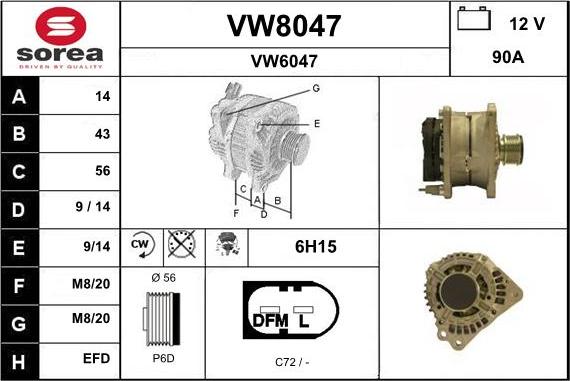 SNRA VW8047 - Kintamosios srovės generatorius autoreka.lt