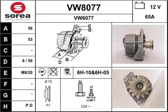 SNRA VW8077 - Kintamosios srovės generatorius autoreka.lt