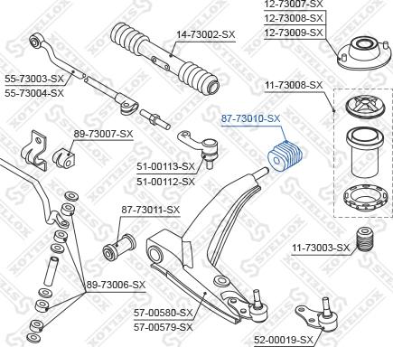 Stellox 87-73010-SX - Valdymo svirties / išilginių svirčių įvorė autoreka.lt