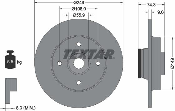 Textar 92194103 - Stabdžių diskas autoreka.lt