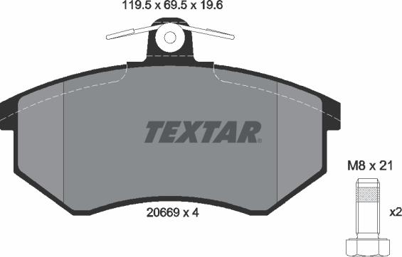 Textar 2066921 - Stabdžių trinkelių rinkinys, diskinis stabdys autoreka.lt