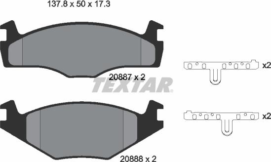 Textar 2088708 - Stabdžių trinkelių rinkinys, diskinis stabdys autoreka.lt