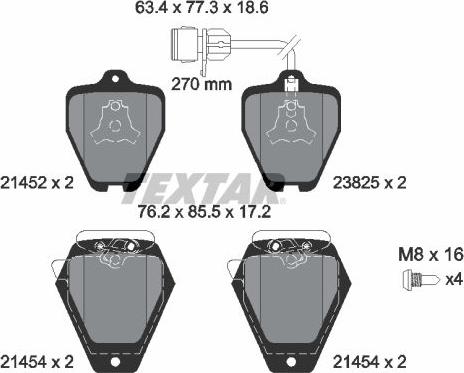 Textar 2145201 - Stabdžių trinkelių rinkinys, diskinis stabdys autoreka.lt