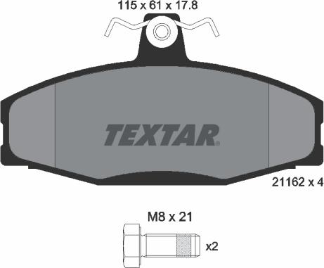 Textar 2166201 - Stabdžių trinkelių rinkinys, diskinis stabdys autoreka.lt