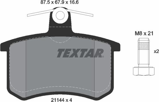 Textar 2114401 - Stabdžių trinkelių rinkinys, diskinis stabdys autoreka.lt