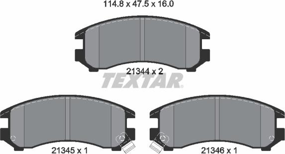 Textar 2134401 - Stabdžių trinkelių rinkinys, diskinis stabdys autoreka.lt