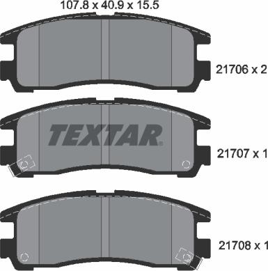 Textar 2170602 - Stabdžių trinkelių rinkinys, diskinis stabdys autoreka.lt