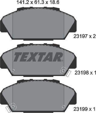 Textar 2319701 - Stabdžių trinkelių rinkinys, diskinis stabdys autoreka.lt