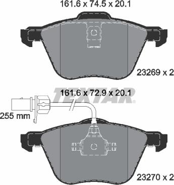 Textar 2326903 - Stabdžių trinkelių rinkinys, diskinis stabdys autoreka.lt