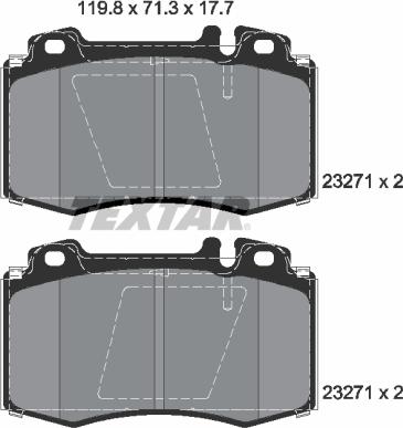 Textar 2327181 - Stabdžių trinkelių rinkinys, diskinis stabdys autoreka.lt