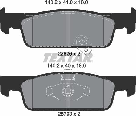 Textar 2262601 - Stabdžių trinkelių rinkinys, diskinis stabdys autoreka.lt