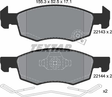 Textar 2214301 - Stabdžių trinkelių rinkinys, diskinis stabdys autoreka.lt