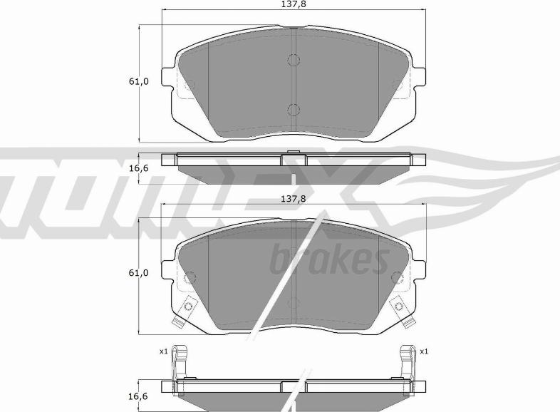 TOMEX brakes TX 16-44 - Stabdžių trinkelių rinkinys, diskinis stabdys autoreka.lt