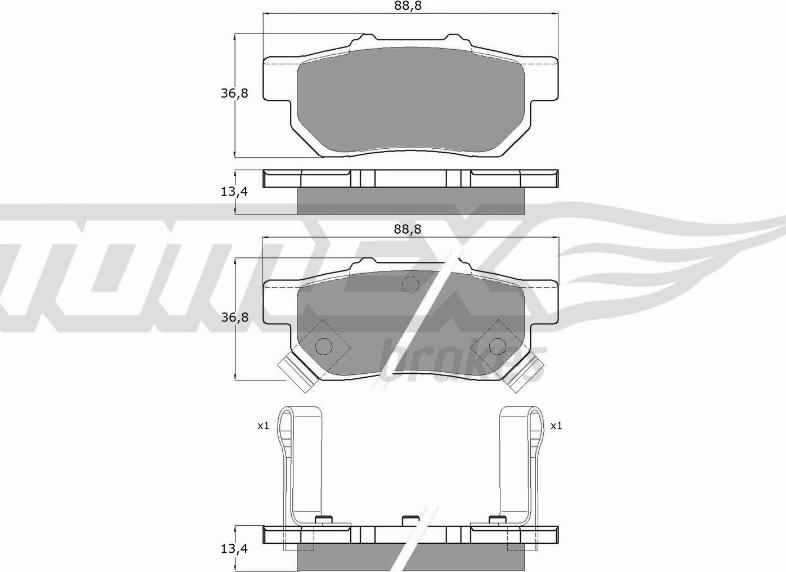 TOMEX brakes TX 10-99 - Stabdžių trinkelių rinkinys, diskinis stabdys autoreka.lt