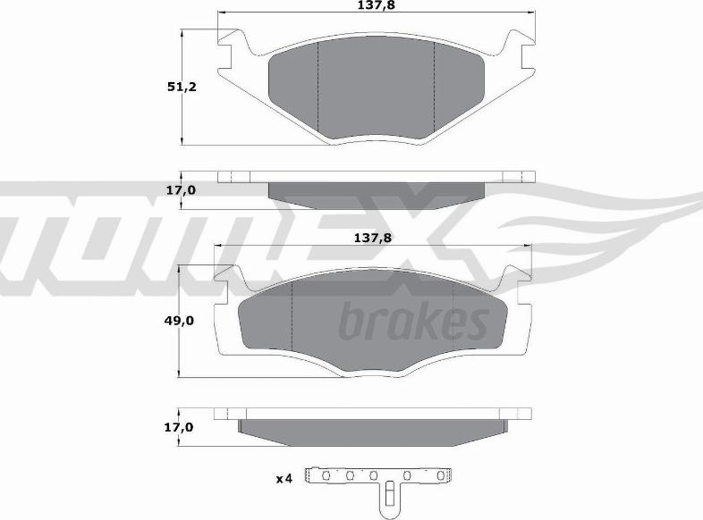 TOMEX brakes TX 10-141 - Stabdžių trinkelių rinkinys, diskinis stabdys autoreka.lt