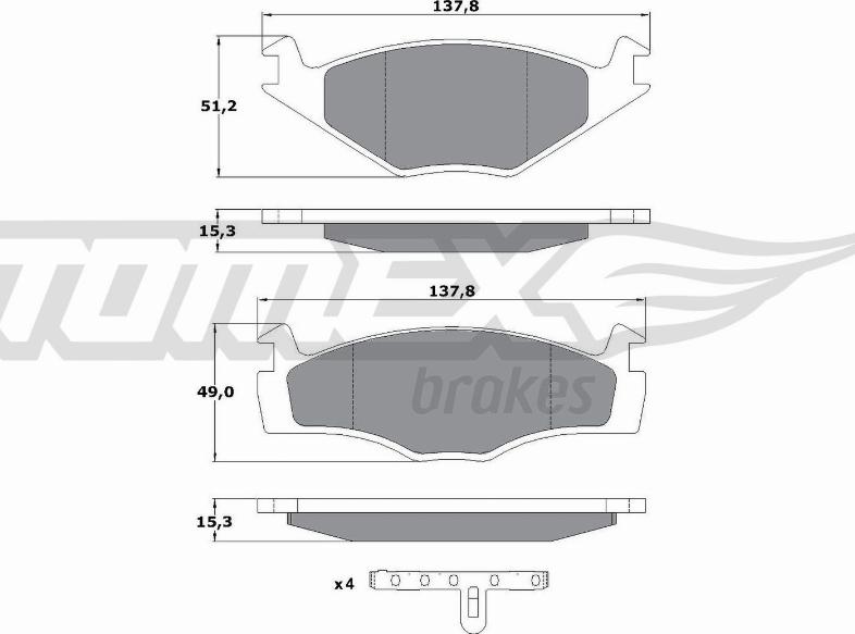 TOMEX brakes TX 10-14 - Stabdžių trinkelių rinkinys, diskinis stabdys autoreka.lt