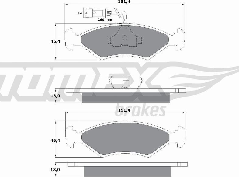 TOMEX brakes TX 10-281 - Stabdžių trinkelių rinkinys, diskinis stabdys autoreka.lt