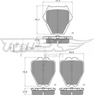 TOMEX brakes TX 13-15 - Stabdžių trinkelių rinkinys, diskinis stabdys autoreka.lt