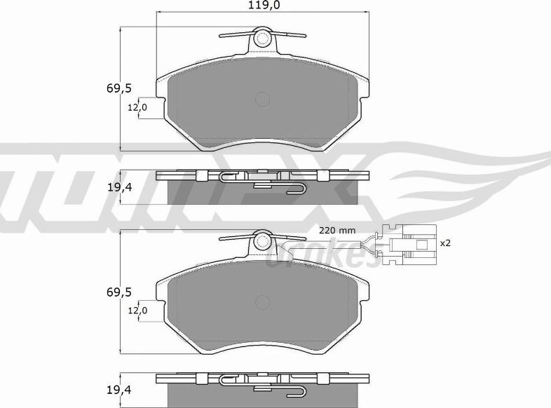 TOMEX brakes TX 12-04 - Stabdžių trinkelių rinkinys, diskinis stabdys autoreka.lt