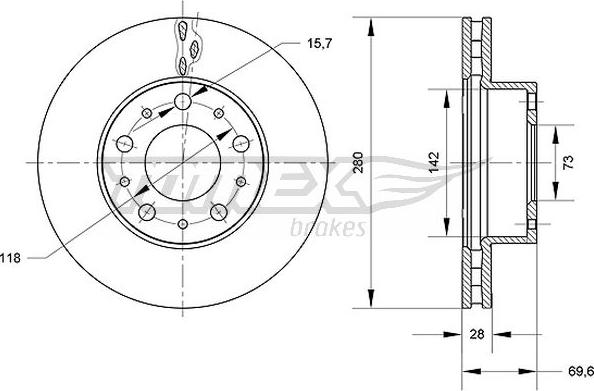 TOMEX brakes TX 70-95 - Stabdžių diskas autoreka.lt