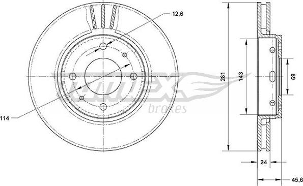 TOMEX brakes TX 70-69 - Stabdžių diskas autoreka.lt