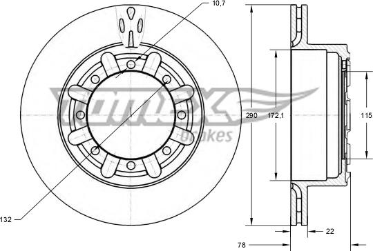 TOMEX brakes TX 73-49 - Stabdžių diskas autoreka.lt