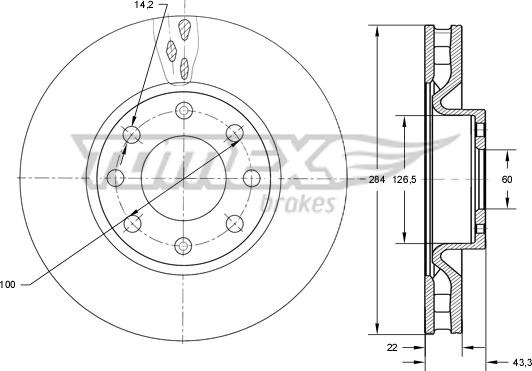 TOMEX brakes TX 73-76 - Stabdžių diskas autoreka.lt