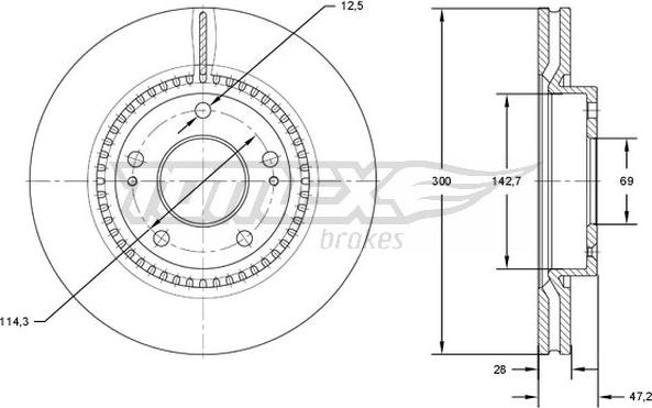 TOMEX brakes TX 72-47 - Stabdžių diskas autoreka.lt