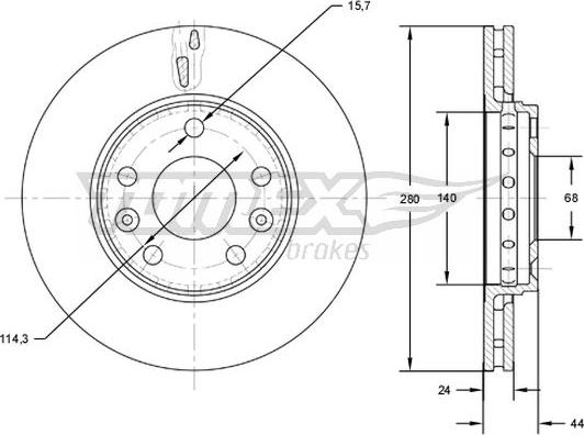 TOMEX brakes TX 72-61 - Stabdžių diskas autoreka.lt