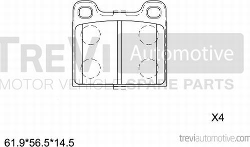 Trevi Automotive PF1566 - Stabdžių trinkelių rinkinys, diskinis stabdys autoreka.lt