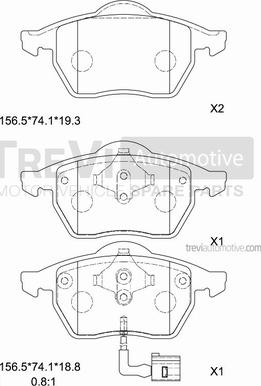 Trevi Automotive PF1014 - Stabdžių trinkelių rinkinys, diskinis stabdys autoreka.lt