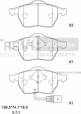 Trevi Automotive PF1133 - Stabdžių trinkelių rinkinys, diskinis stabdys autoreka.lt