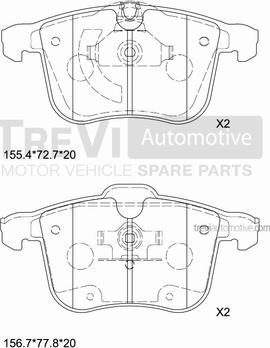 Trevi Automotive PF1278 - Stabdžių trinkelių rinkinys, diskinis stabdys autoreka.lt