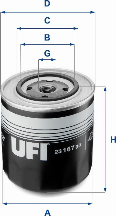 UFI 23.167.00 - Alyvos filtras autoreka.lt