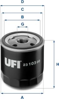 UFI 23.103.00 - Alyvos filtras autoreka.lt