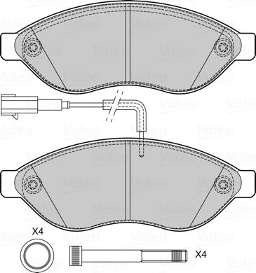 Valeo 601708 - Stabdžių trinkelių rinkinys, diskinis stabdys autoreka.lt