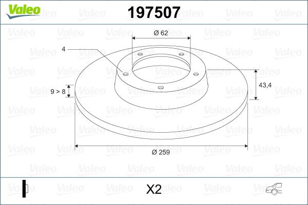 Valeo 197507 - Stabdžių diskas autoreka.lt