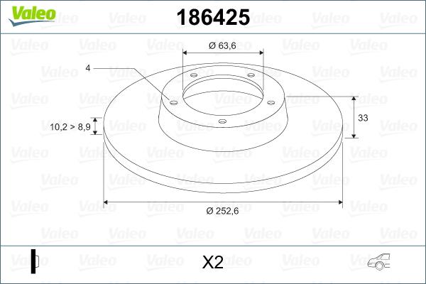 Valeo 186425 - Stabdžių diskas autoreka.lt