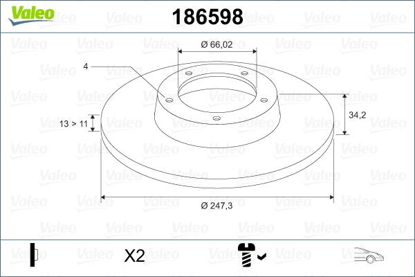 Valeo 186598 - Stabdžių diskas autoreka.lt