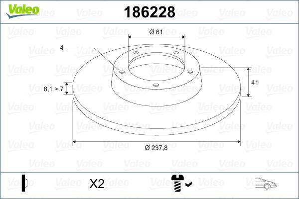 Valeo 186228 - Stabdžių diskas autoreka.lt