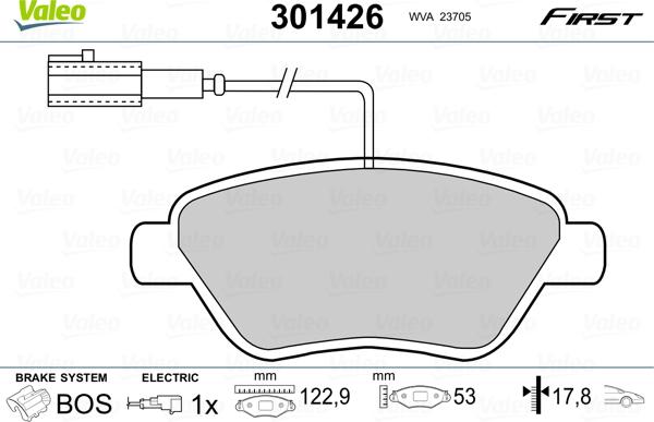 Valeo 301426 - Stabdžių trinkelių rinkinys, diskinis stabdys autoreka.lt