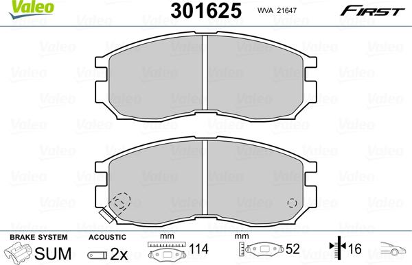 Valeo 301625 - Stabdžių trinkelių rinkinys, diskinis stabdys autoreka.lt