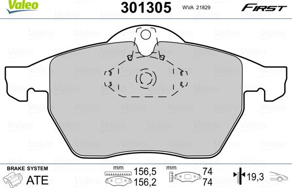 Valeo 301305 - Stabdžių trinkelių rinkinys, diskinis stabdys autoreka.lt